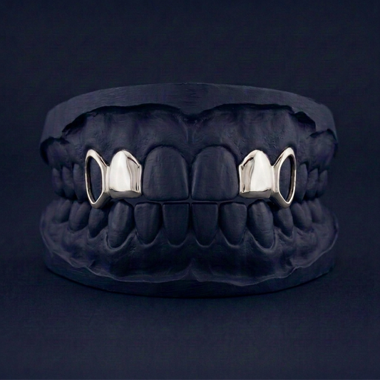 Split Level - Gold Four Teeth Open Face Grillz