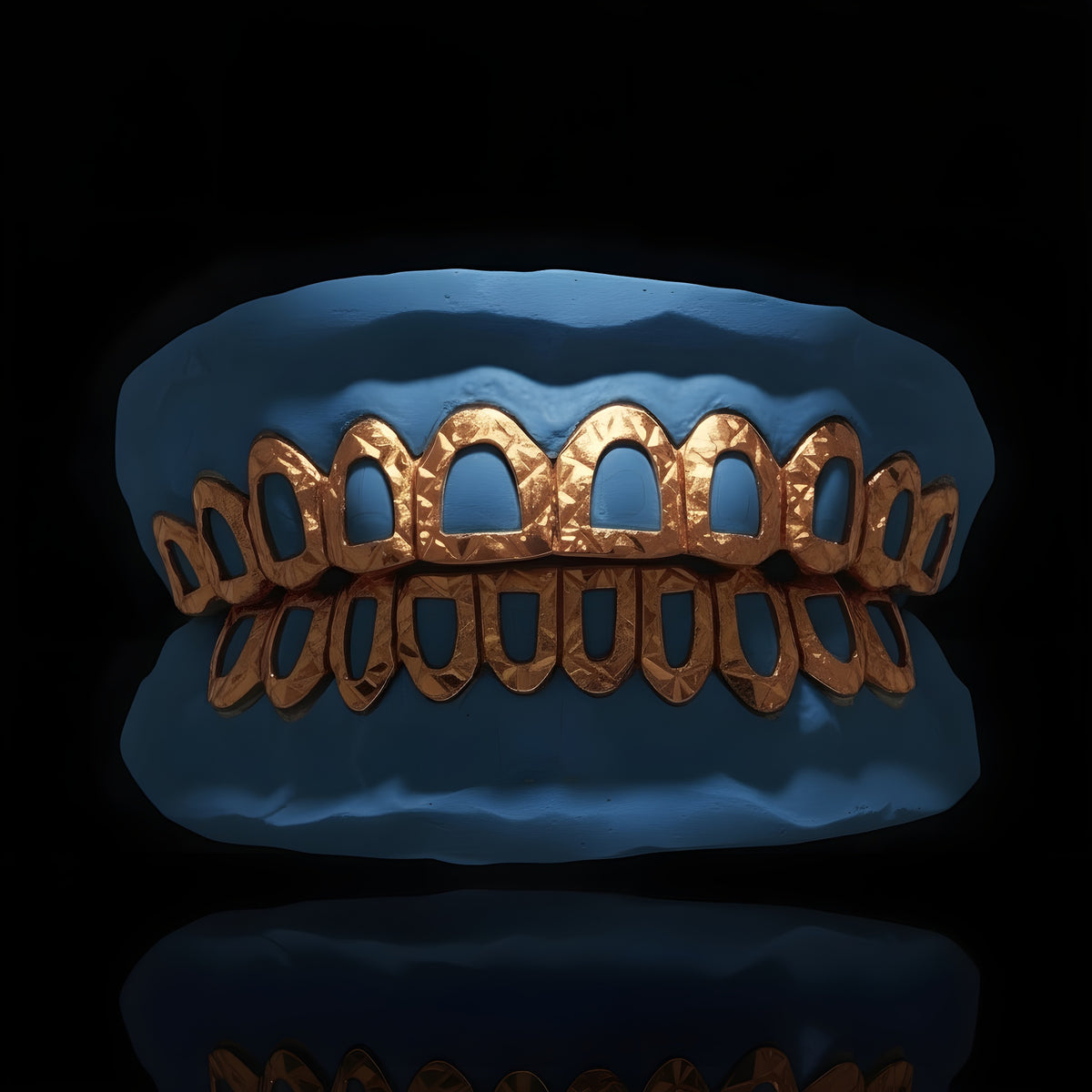 Frosted Window - Gold Open Face Diamond Dust & Cut Grillz