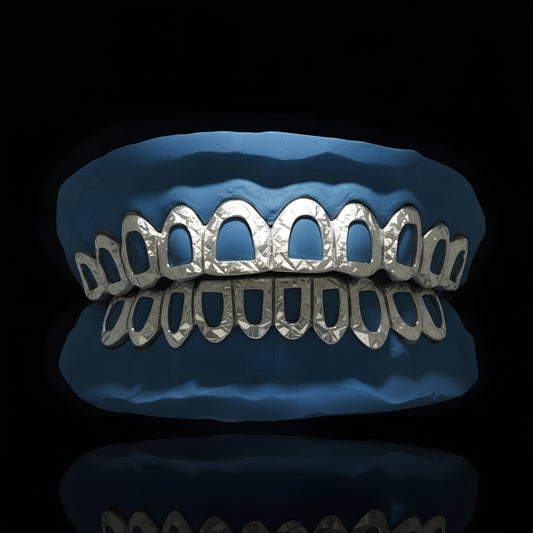 Frosted Window - Gold Open Face Diamond Dust & Cut Grillz