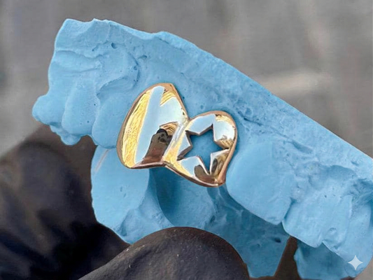 Gold Two Teeth Star Cut Out