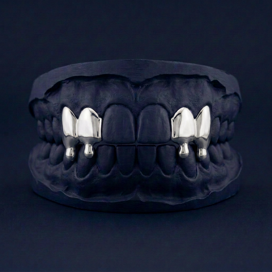 Meltdown Four - Silver Four Teeth Drip Grillz - silver - custom fit grillz handmade by Icestein Jewelers