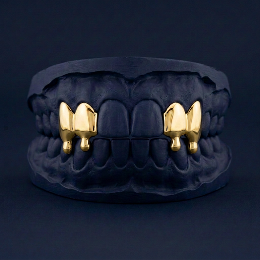 Meltdown Four - Silver Four Teeth Drip Grillz - gold plated - custom fit grillz handmade by Icestein Jewelers