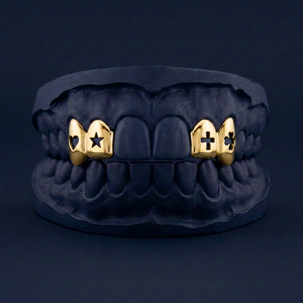 Gold Four Teeth Mixed Cut Out