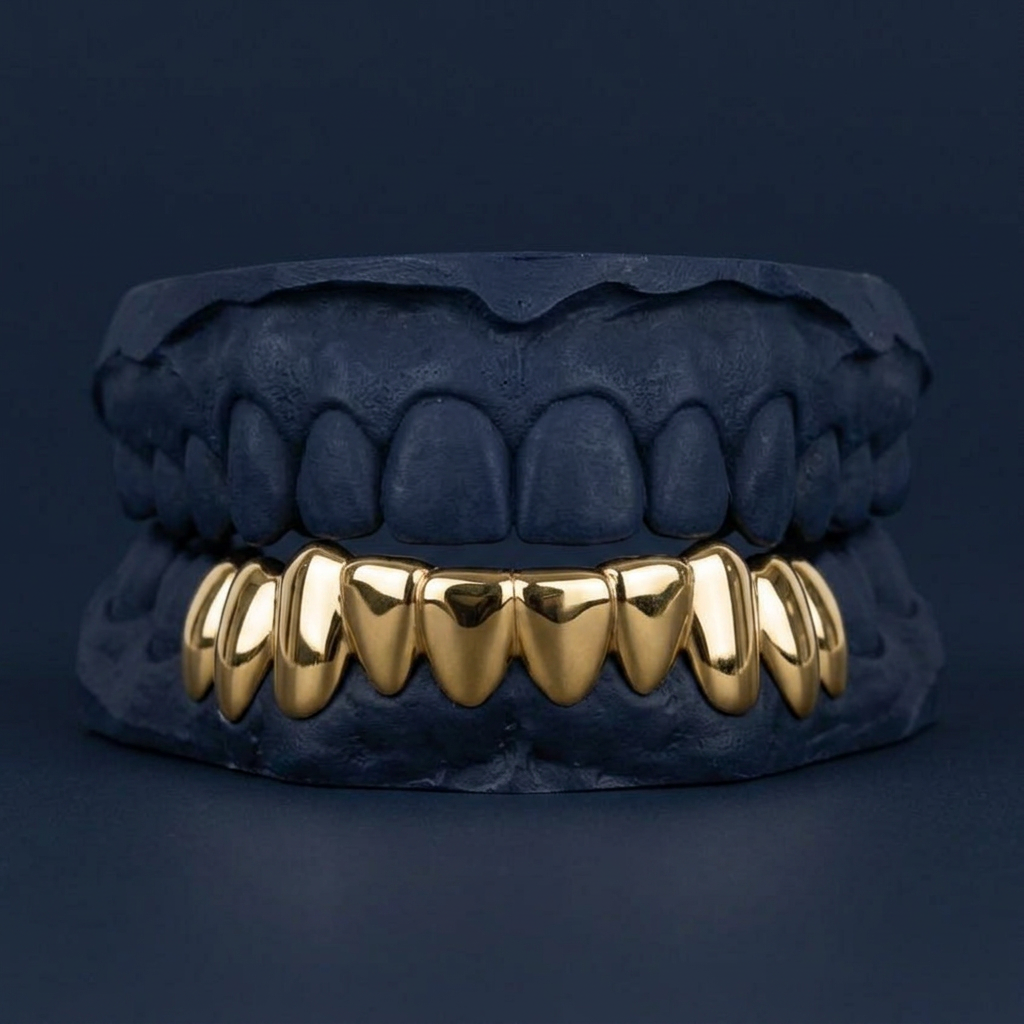 Gold Eight Tooth Solid Bottom