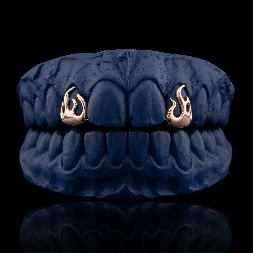 Hellfire - Silver Two Teeth Flame Grillz