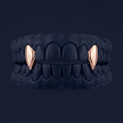 Silver Two Fang - rose gold plated - custom fit grillz handmade by Icestein Jewelers