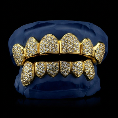 Beehive - Gold Moissanite Honeycomb Grillz - custom grillz, view 1