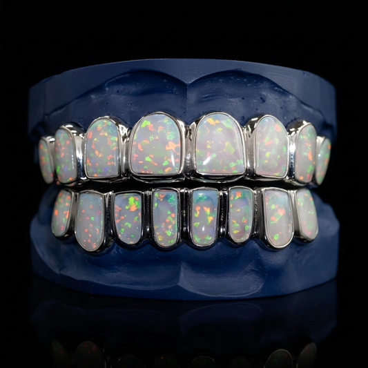 Fire Opal - Silver Opal Grillz