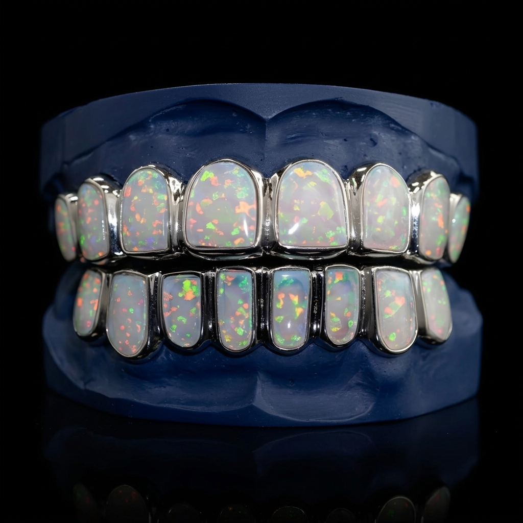 Fire Opal - Gold Opal Grillz