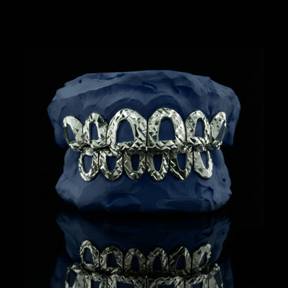 Crystal Window - Silver Open Face Diamond Cut Grillz - custom grillz, view 1