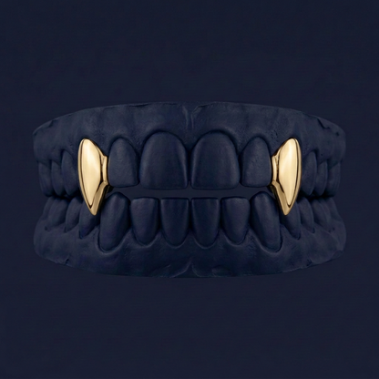 Silver Two Fang - gold plated - custom fit grillz handmade by Icestein Jewelers