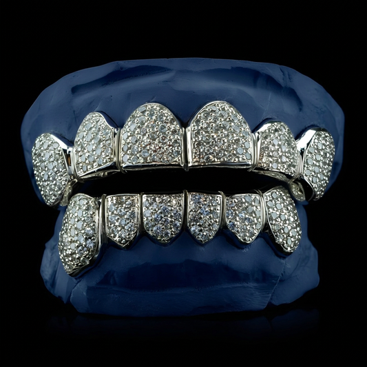 Beehive - Silver Moissanite Honeycomb Grillz