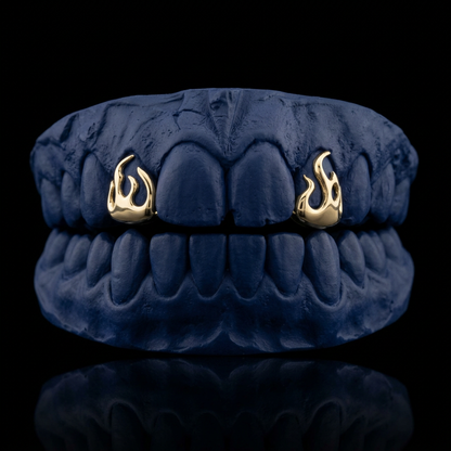 Hellfire - Gold Two Teeth Flame Grillz