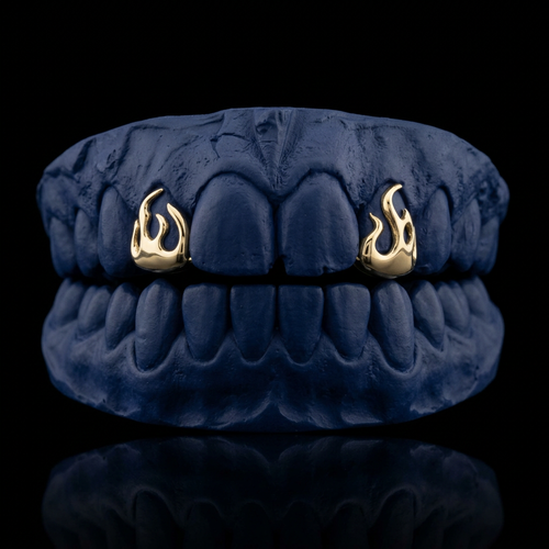Hellfire - Gold Two Teeth Flame Grillz