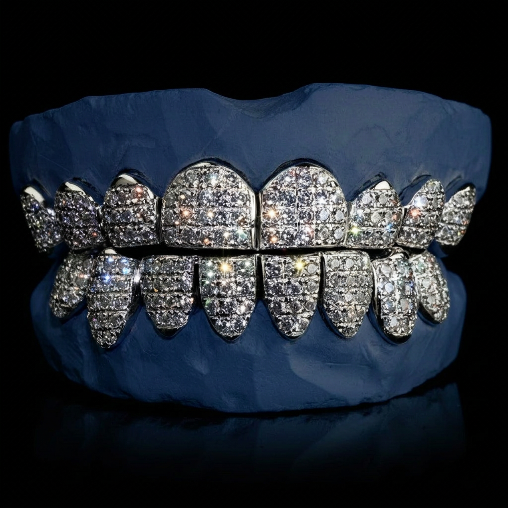 Cold Blooded - Silver Moissanite Iced Out Grillz