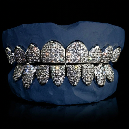 Cold Blooded - Silver Moissanite Iced Out Grillz