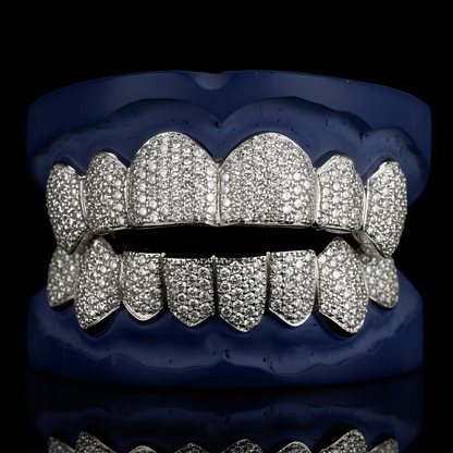 Royal Hive - Silver VS Diamond Honeycomb Grillz - custom grillz, view 1