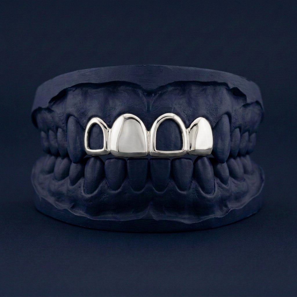 Silver Four Teeth Alternating