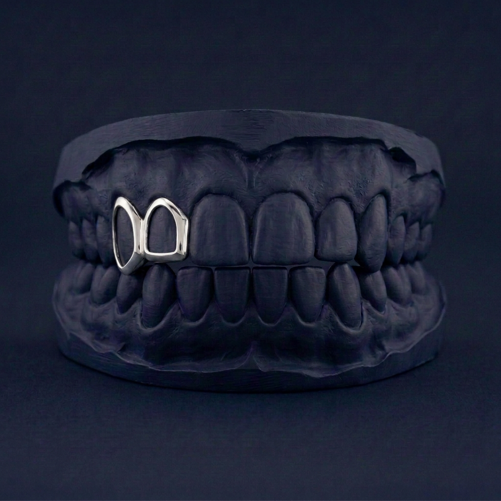 Twin Frames - Gold Open Face Two Teeth Grillz