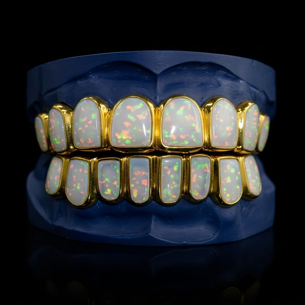 Fire Opal - Silver Opal Grillz
