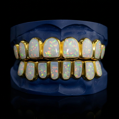Fire Opal - Silver Opal Grillz