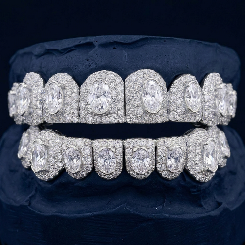 Eclipse - Silver SI Diamond Halo Grillz