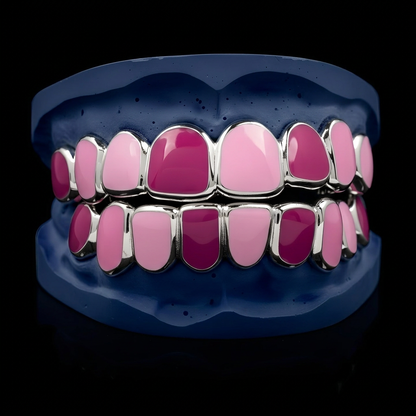 Silver Enamel Grillz - custom fit grillz handmade by Icestein Jewelers