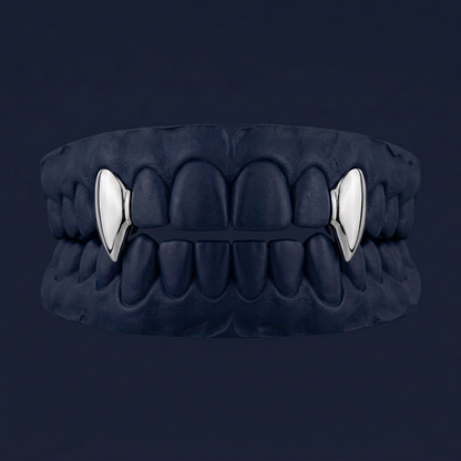 Silver Two Fang - silver - custom fit grillz handmade by Icestein Jewelers