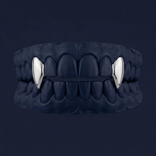 Silver Two Fang - silver - custom fit grillz handmade by Icestein Jewelers