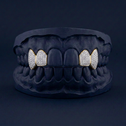 Avalanche - Silver Four Teeth Iced Out Grillz