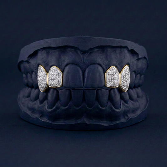 Gold Four Teeth Iced Out