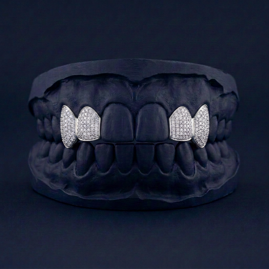 Silver Four Teeth Iced Out