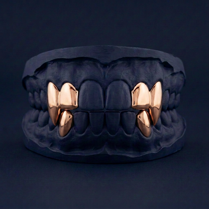 Silver Four Teeth 2 Fang 2 Solid rose gold plated finish