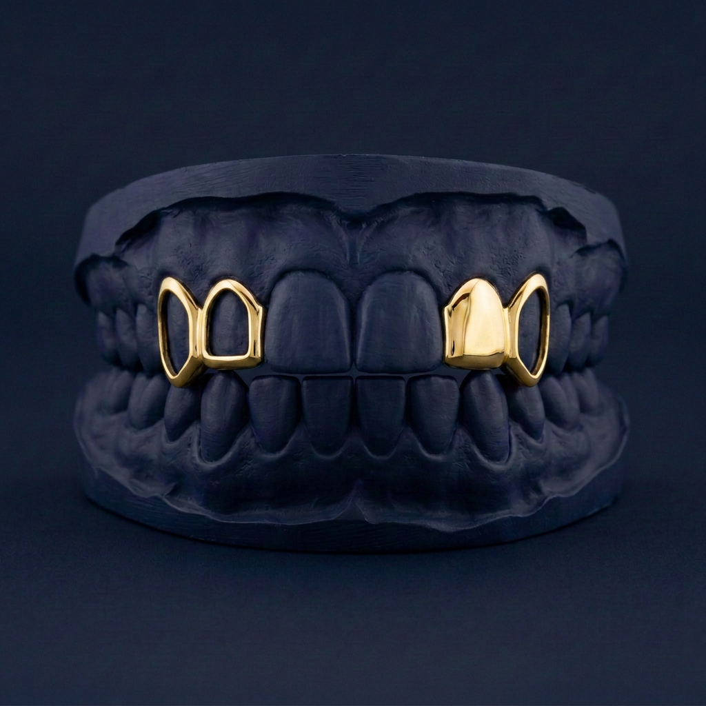 Gold Four Teeth 2 Solid 2 Open