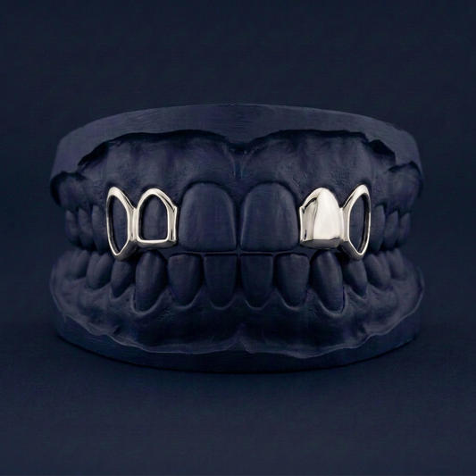 Silver Four Teeth 2 Solid 2 Open