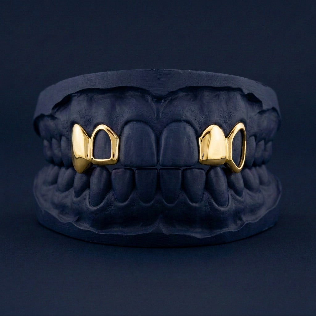Checkerboard - Gold Alternating Open Face Grillz - alternating layout, also available on this listing