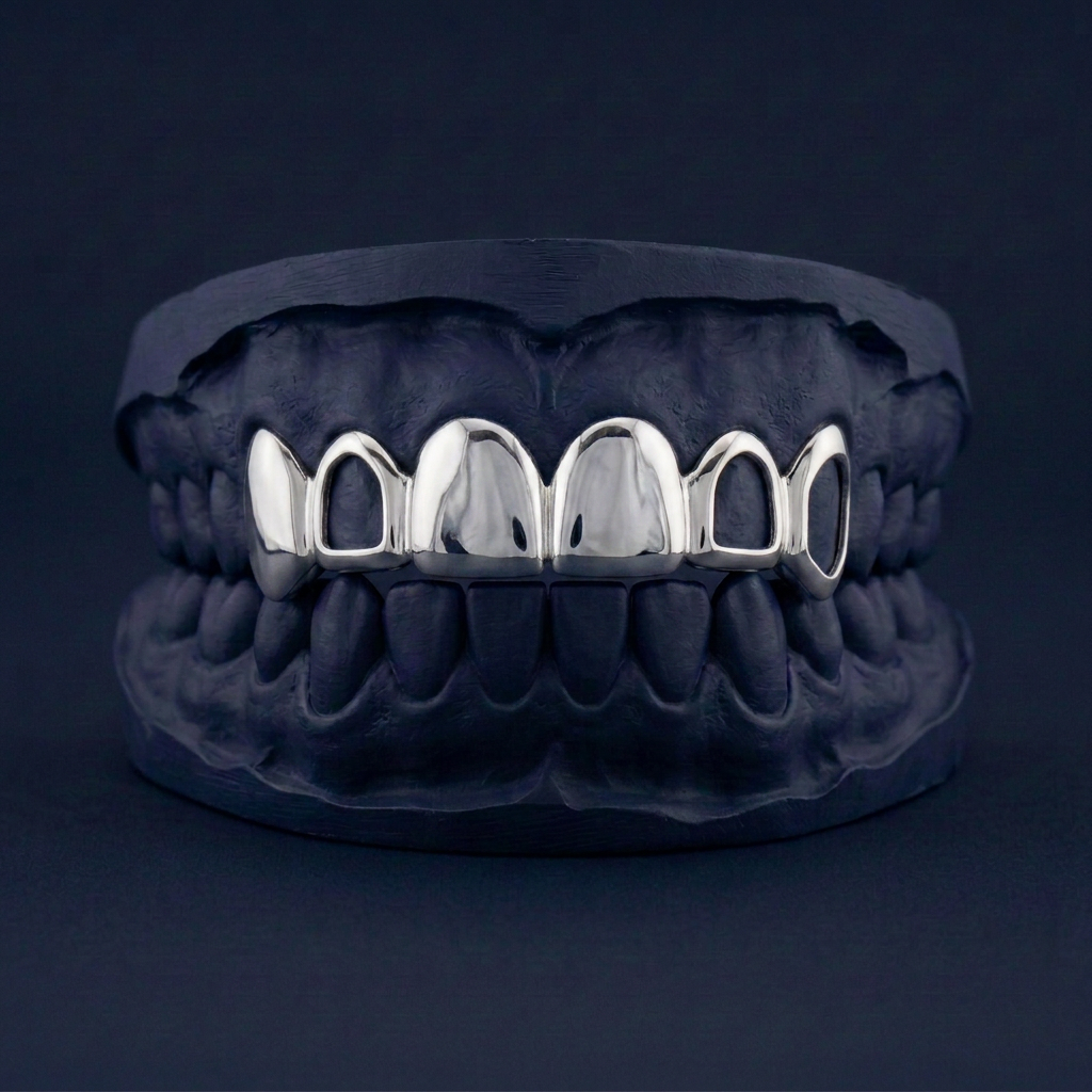 Silver Four Teeth Alternating