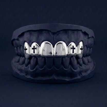 Silver Four Teeth Cross Cut Out