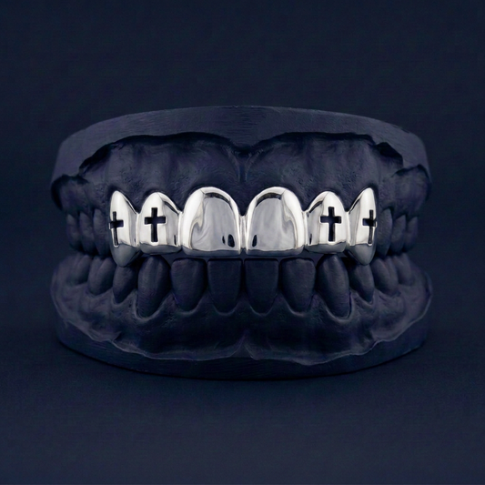 Silver Four Teeth Cross Cut Out