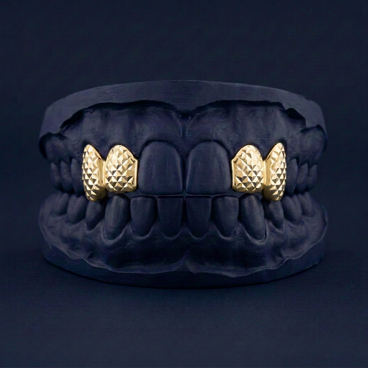Gold Four Teeth Diamond Cut
