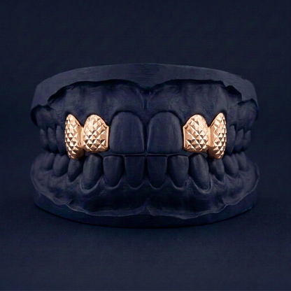 Silver Four Teeth Diamond Cut rose gold plated finish