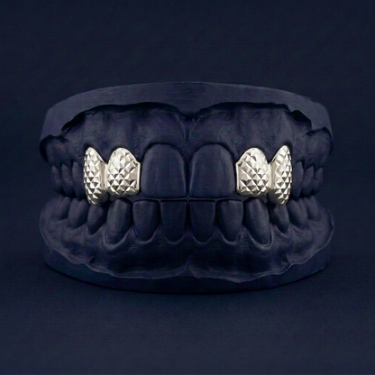 Silver Four Teeth Diamond Cut