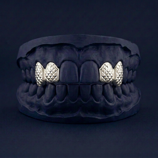 Silver Four Teeth Diamond Cut