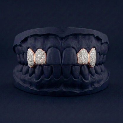 Silver Four Teeth Diamond Dust rose gold plated finish