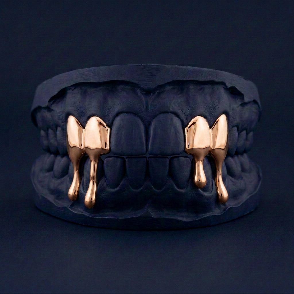 Silver Four Teeth Drip rose gold plated finish