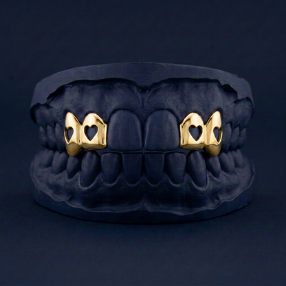 Gold Four Teeth Heart Cut Out