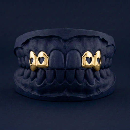 Gold Four Teeth Heart Cut Out