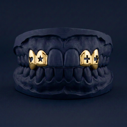 Gold Four Teeth Mixed Cut Out