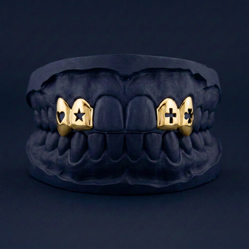 Wild Card - Gold Four Teeth Cut Out Grillz