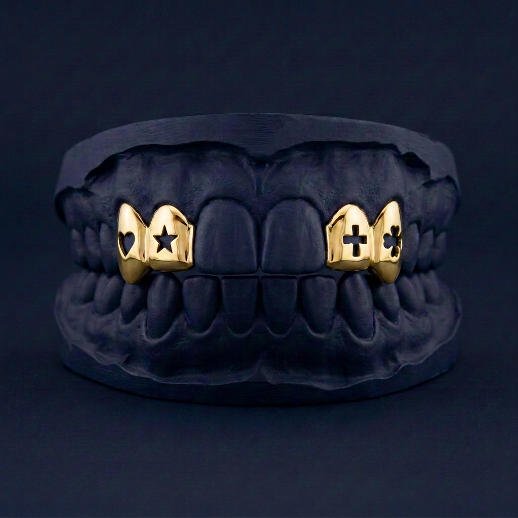 Silver Four Teeth Mixed Cut Out rose gold plated finish